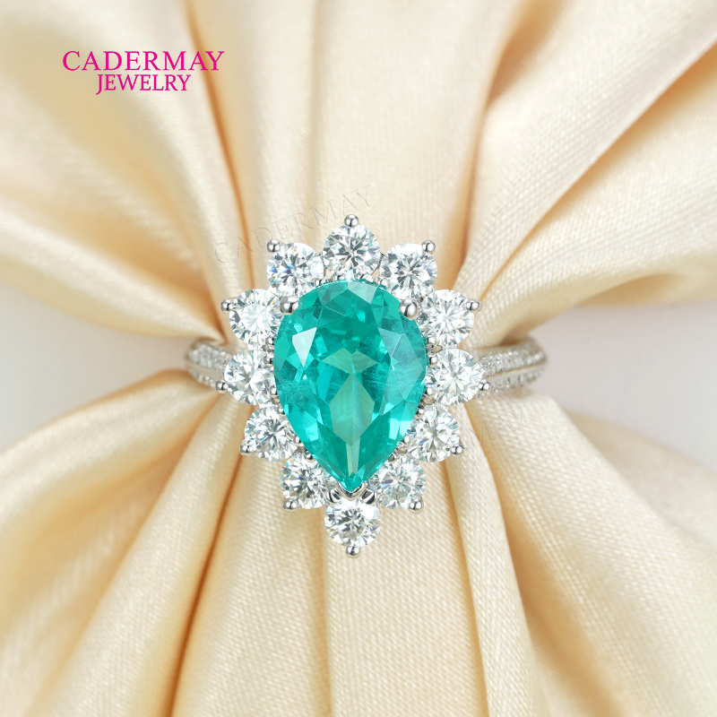 Moissanite Ring - S925 Lab Paraiba Rings S925 Silver