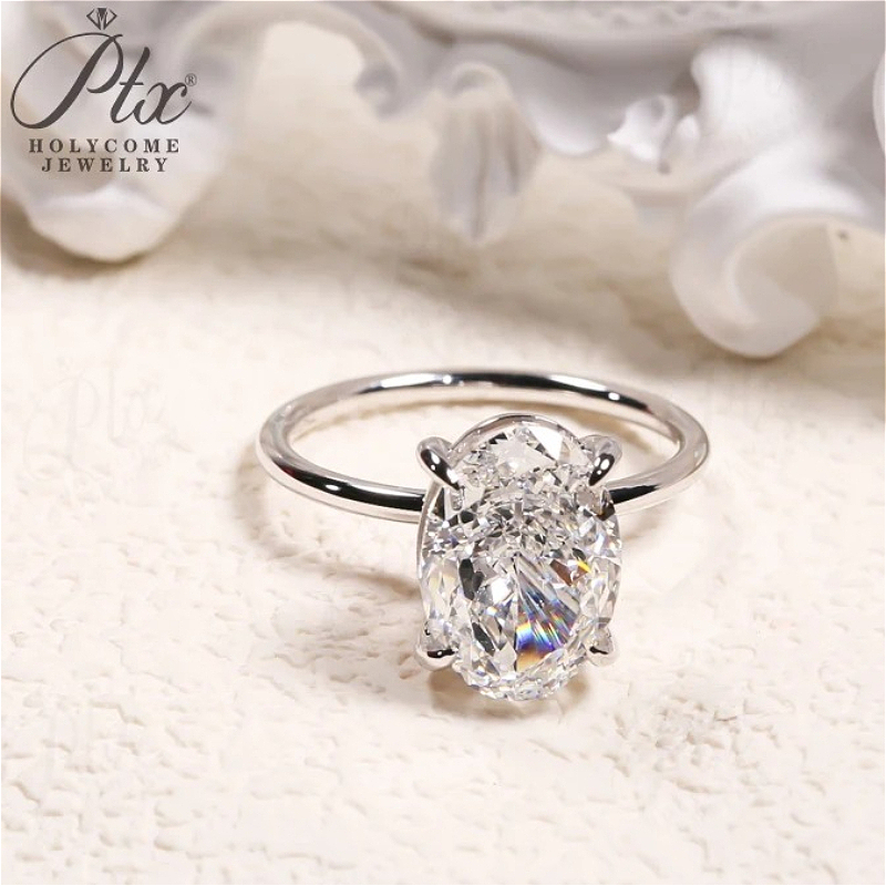 Moissanite Ring - 3CT Ring Moissanite Oval Shape Prongs