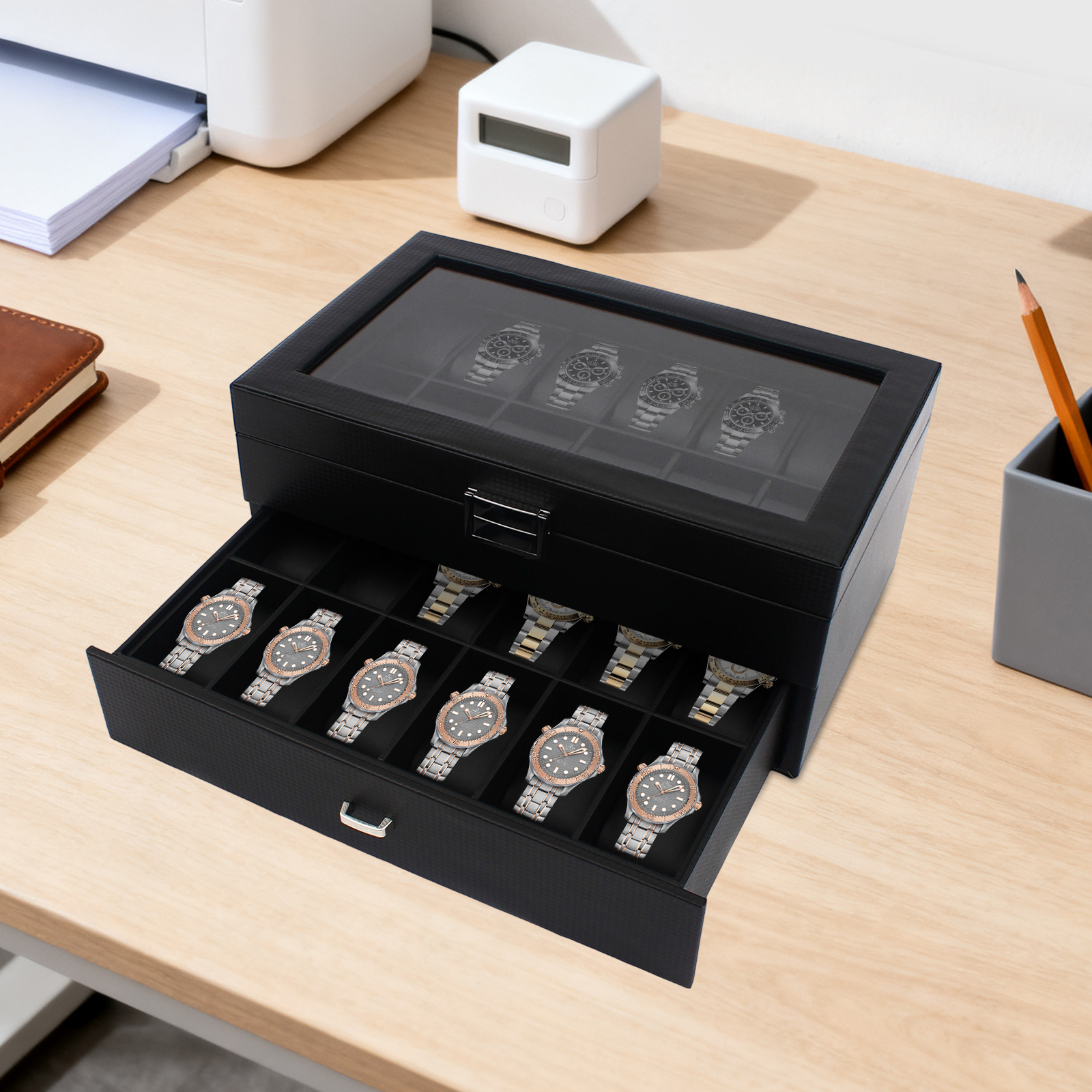 Watches Jewelry Holder - 24 Slot Watch Storage Box Display
