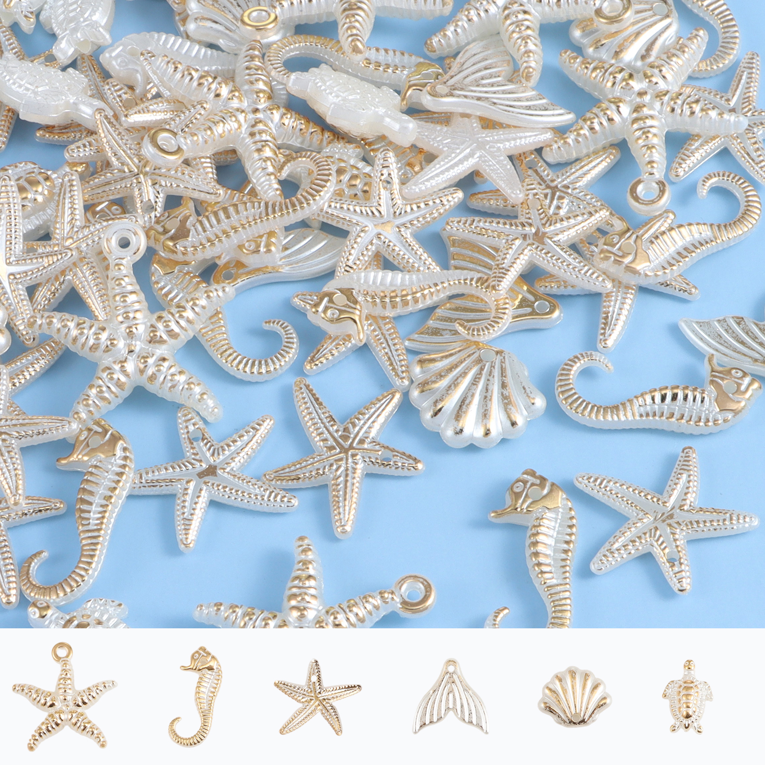 Pearl Stud Earrings - 30 pieces of ocean series random
