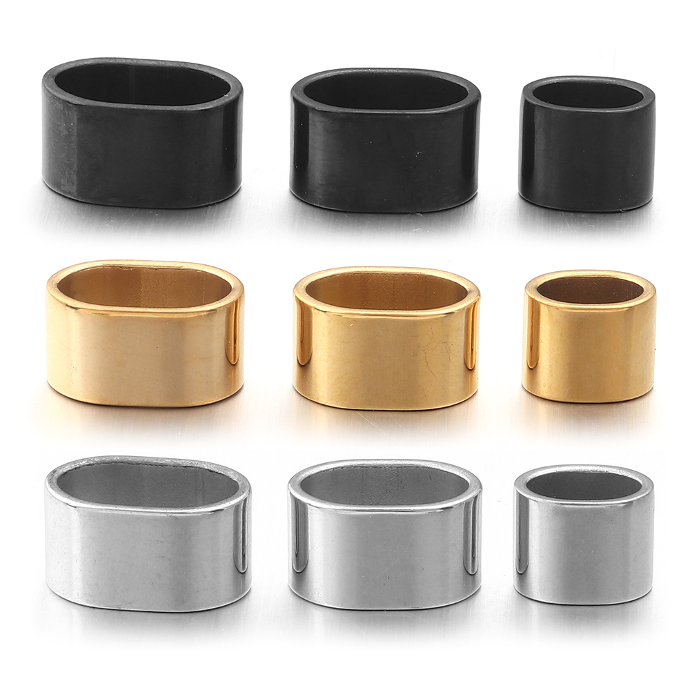 Leather Bracelet - 6pcs Flat Stainless Steel Tube Slider