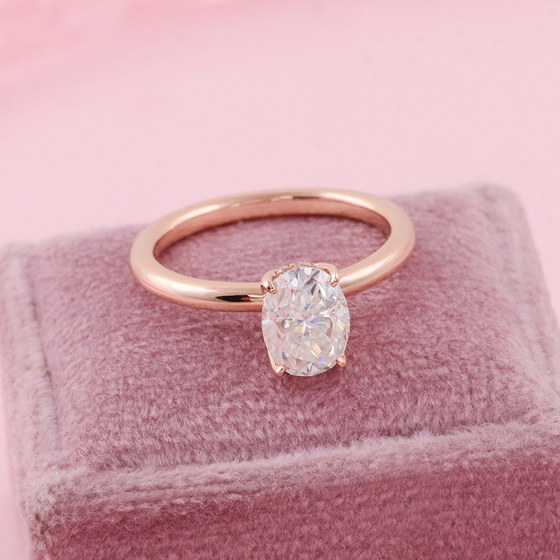 Moissanite Ring - Provence 925 Silver Hidden Halo Ring