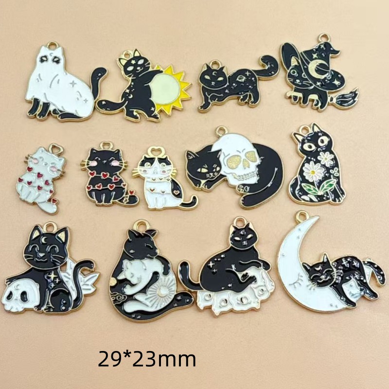 Jewelry & Watches Sp Z Oo Janów Lubelski - 10pcs Original Alloy Enamel Black Cat