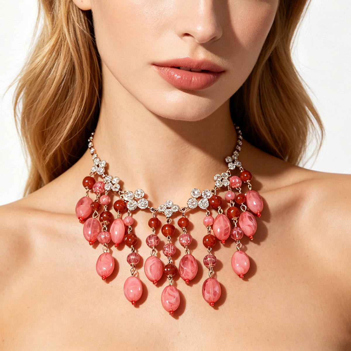 Jewelry & Watches Sp Z Oo Janów Lubelski - Trendy Pink Red Teardrop Beaded Tassel