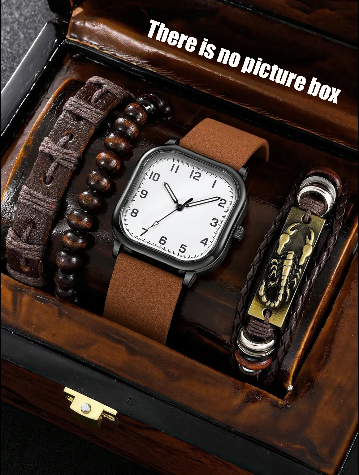 Leather Bracelet - No gift box; men's leather strap
