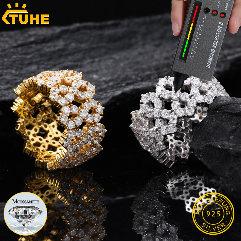 TUHE Iced Out Men Rings Moissa - Moissanite Ring ulasan dan harga