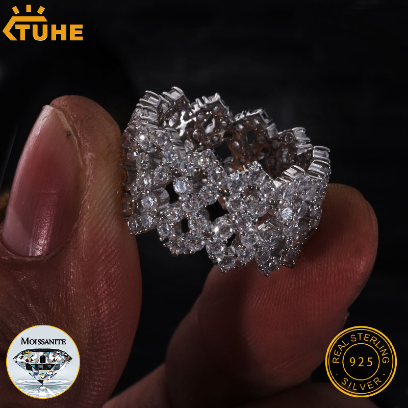 TUHE Iced Out Men Rings Moissa - Moissanite Ring ulasan dan harga