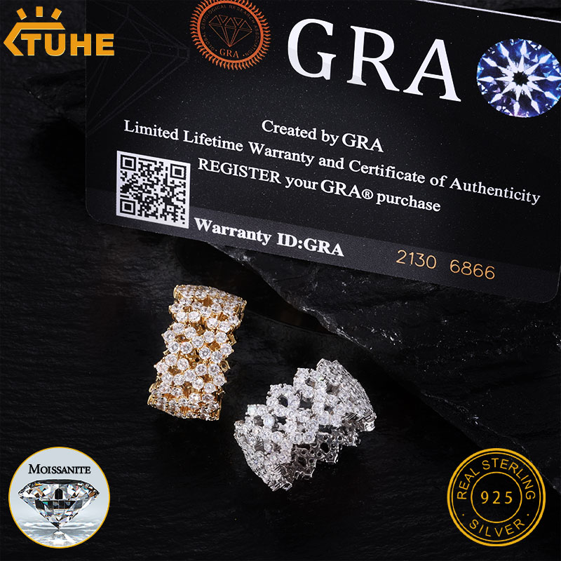 TUHE Iced Out Men Rings Moissa - Moissanite Ring ulasan dan harga