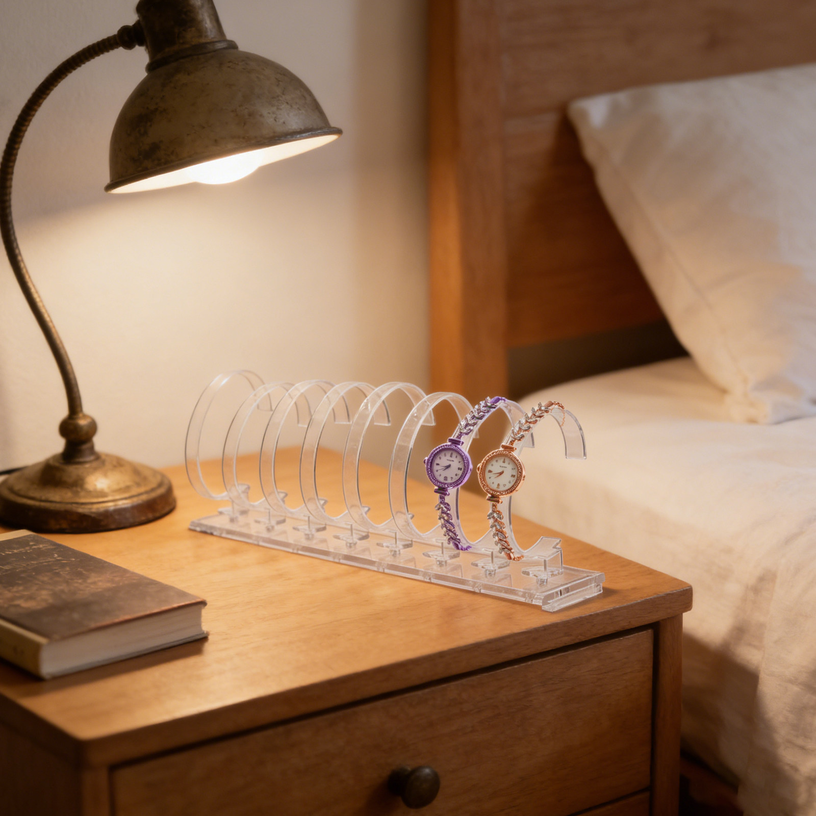 8-Slot Transparent Acrylic Wat - Watches Jewelry Holder ulasan dan harga