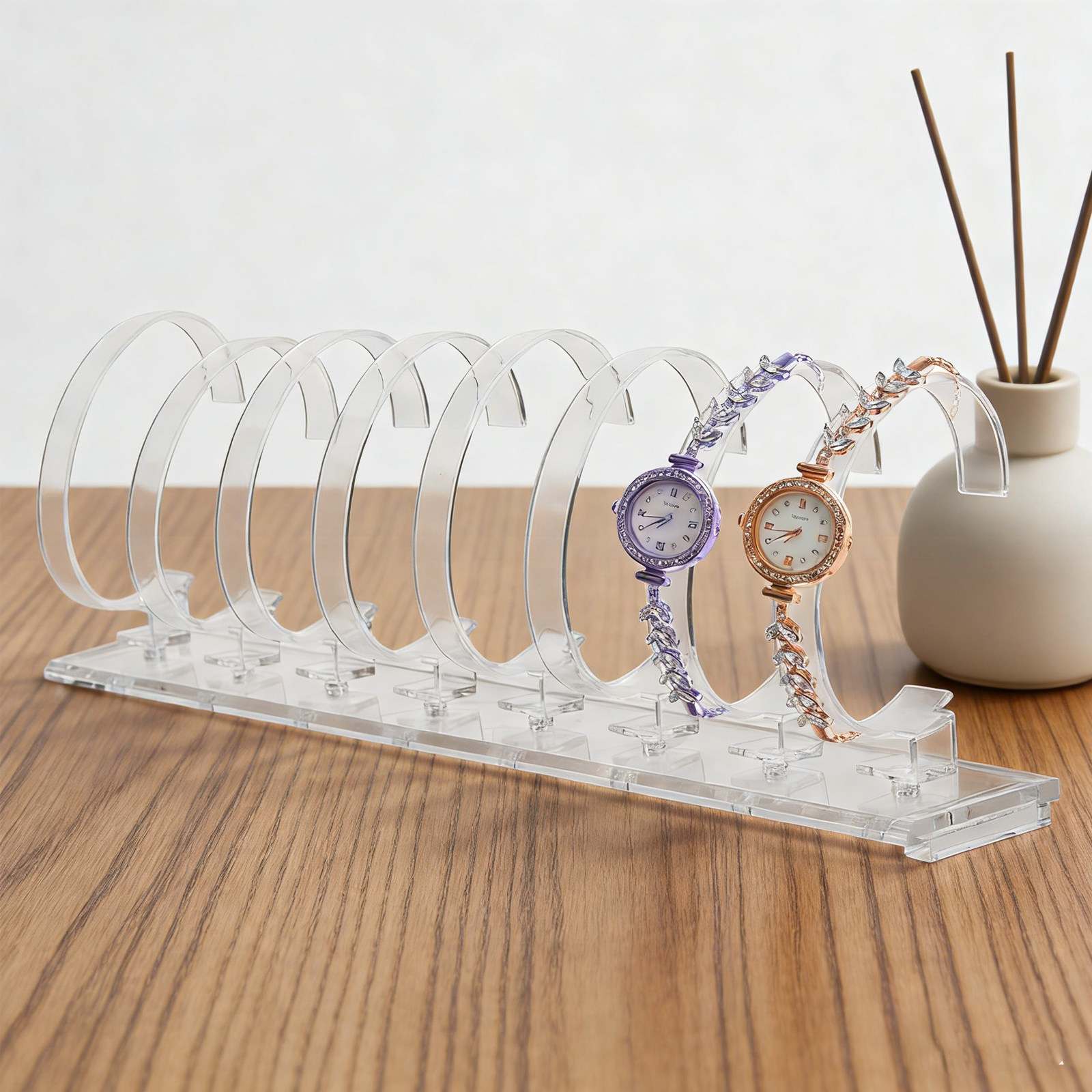 8-Slot Transparent Acrylic Wat - Watches Jewelry Holder ulasan dan harga