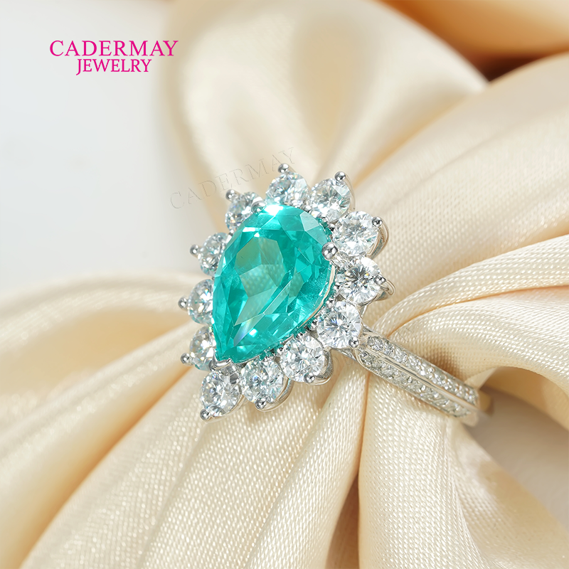 S925 Lab Paraiba Rings S925 Si - Moissanite Ring ulasan dan harga