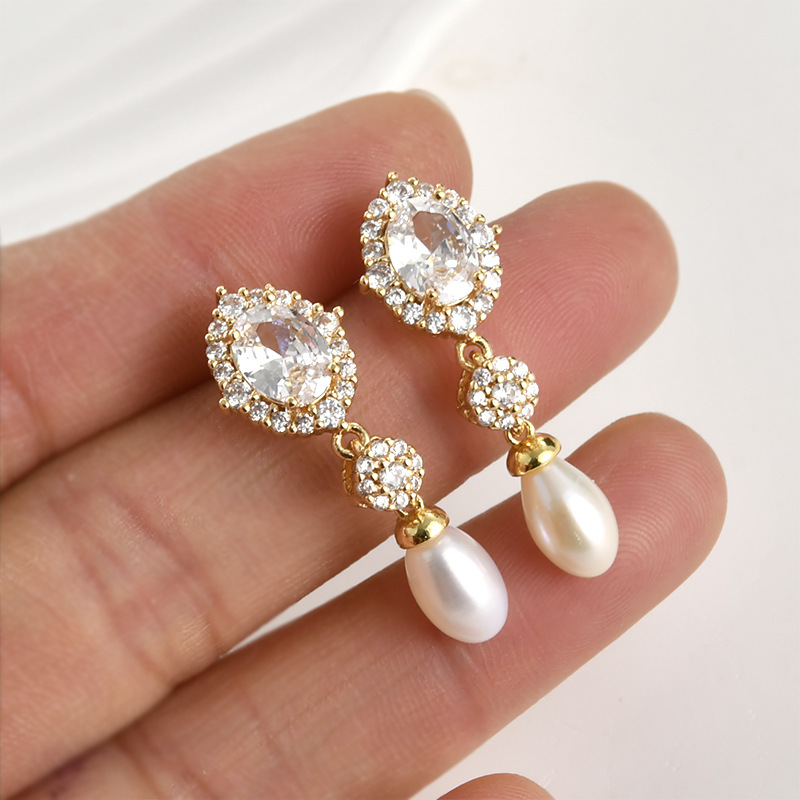 14k Electroplated Real Gold Co - Pearl Stud Earrings ulasan dan harga