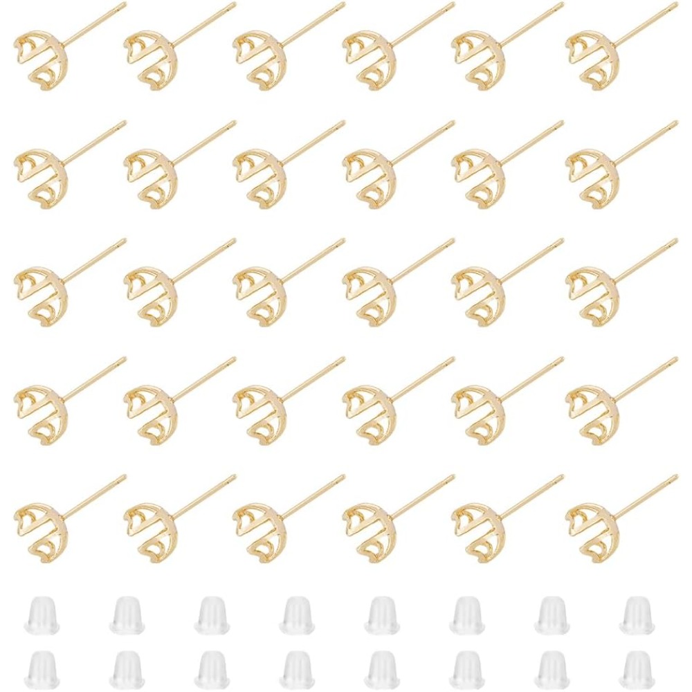 30Pcs Earring Mounting 4-Heart - Pearl Stud Earrings ulasan dan harga