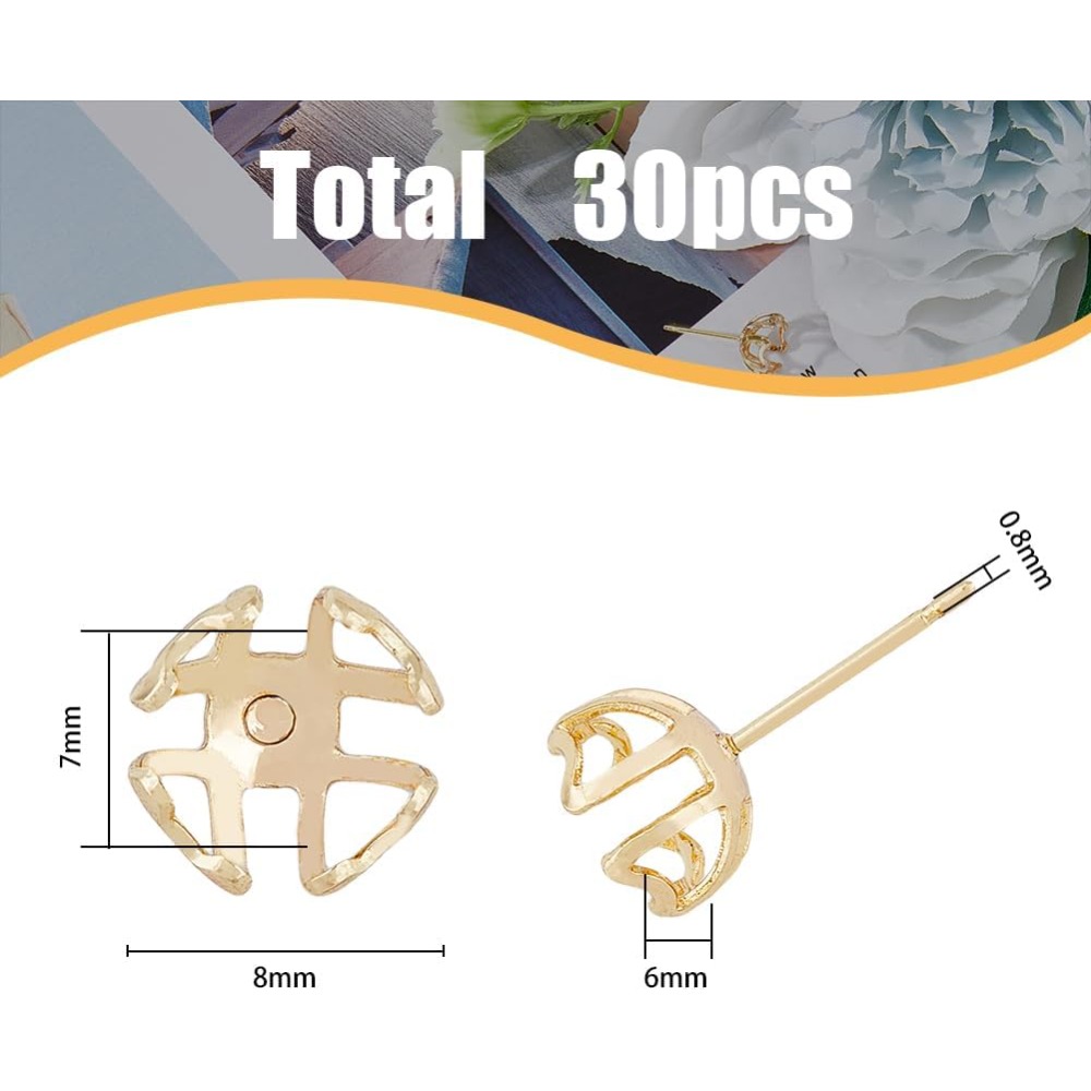 30Pcs Earring Mounting 4-Heart - Pearl Stud Earrings ulasan dan harga