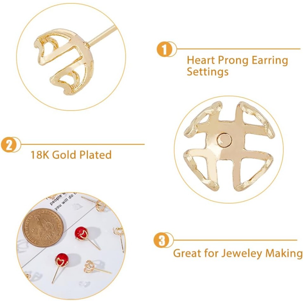 30Pcs Earring Mounting 4-Heart - Pearl Stud Earrings ulasan dan harga