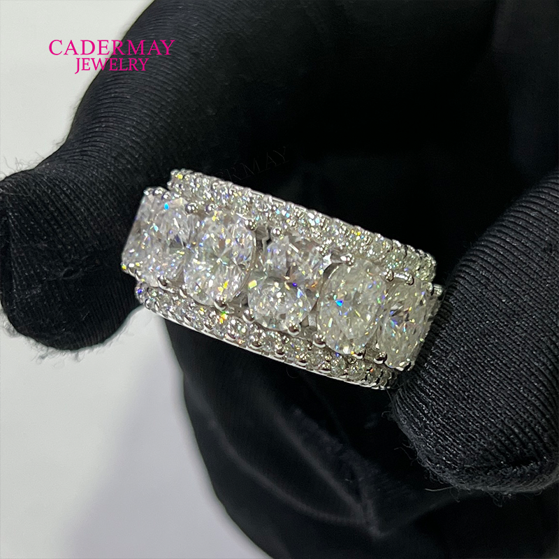 Cadermay Jewelry 3 Rows Moissa - Moissanite Ring ulasan dan harga