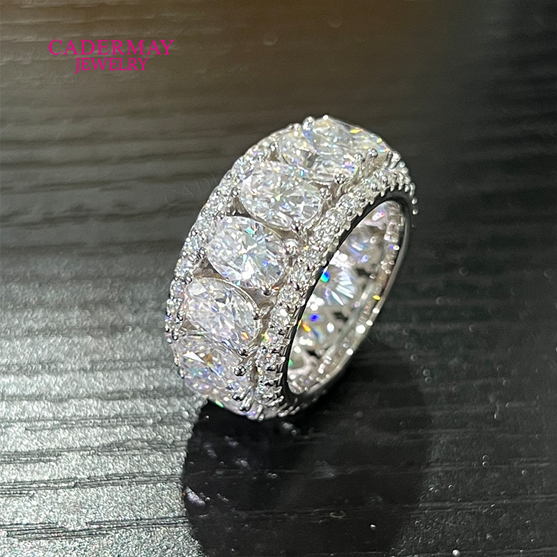 Cadermay Jewelry 3 Rows Moissa - Moissanite Ring ulasan dan harga