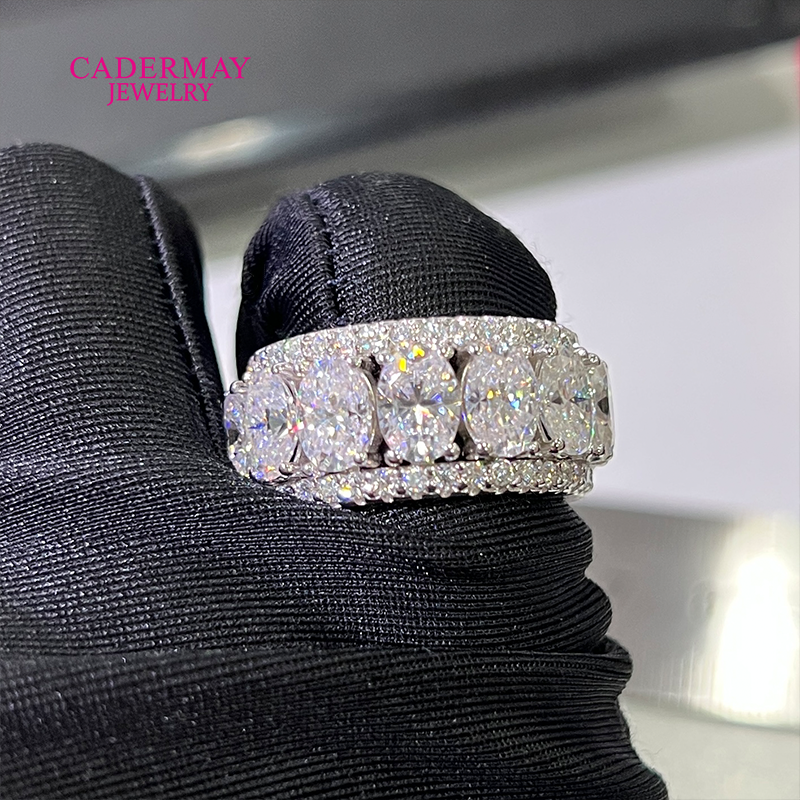 Cadermay Jewelry 3 Rows Moissa - Moissanite Ring ulasan dan harga