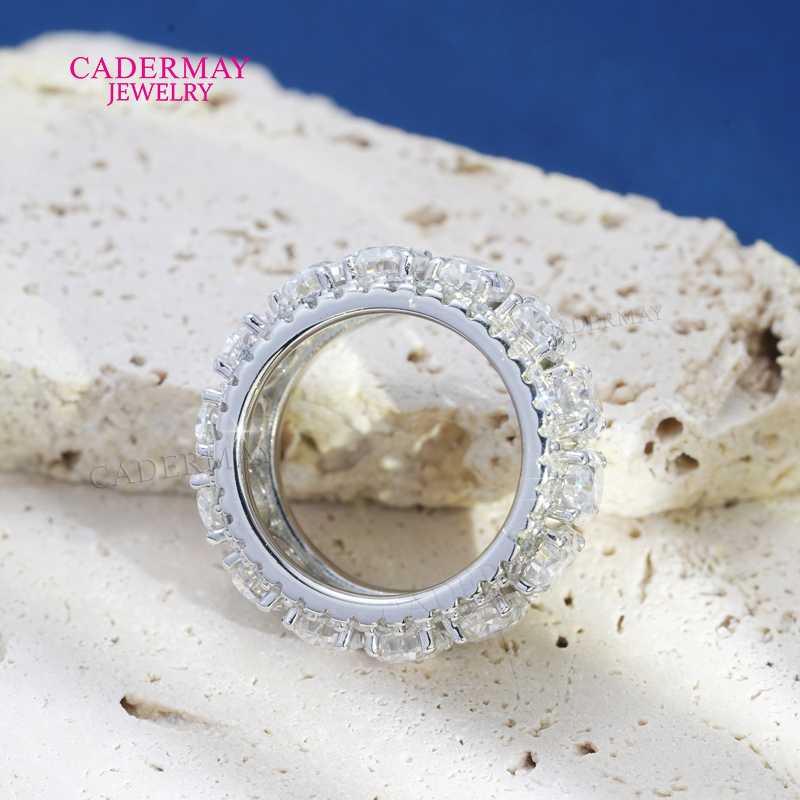 Cadermay Jewelry 3 Rows Moissa - Moissanite Ring ulasan dan harga