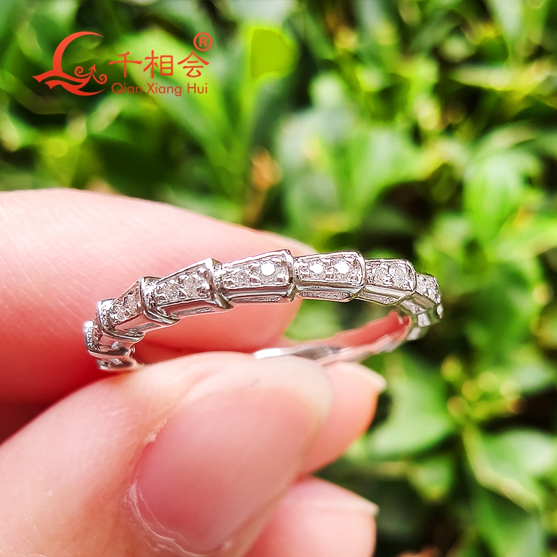 Snake shape  2mm width Sterlin - Moissanite Ring ulasan dan harga