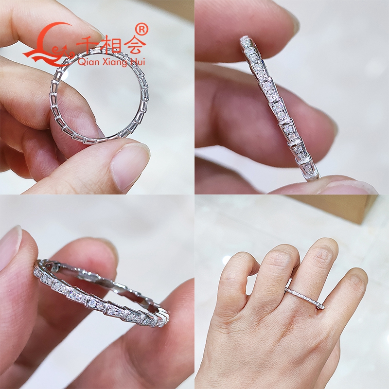 Snake shape  2mm width Sterlin - Moissanite Ring ulasan dan harga