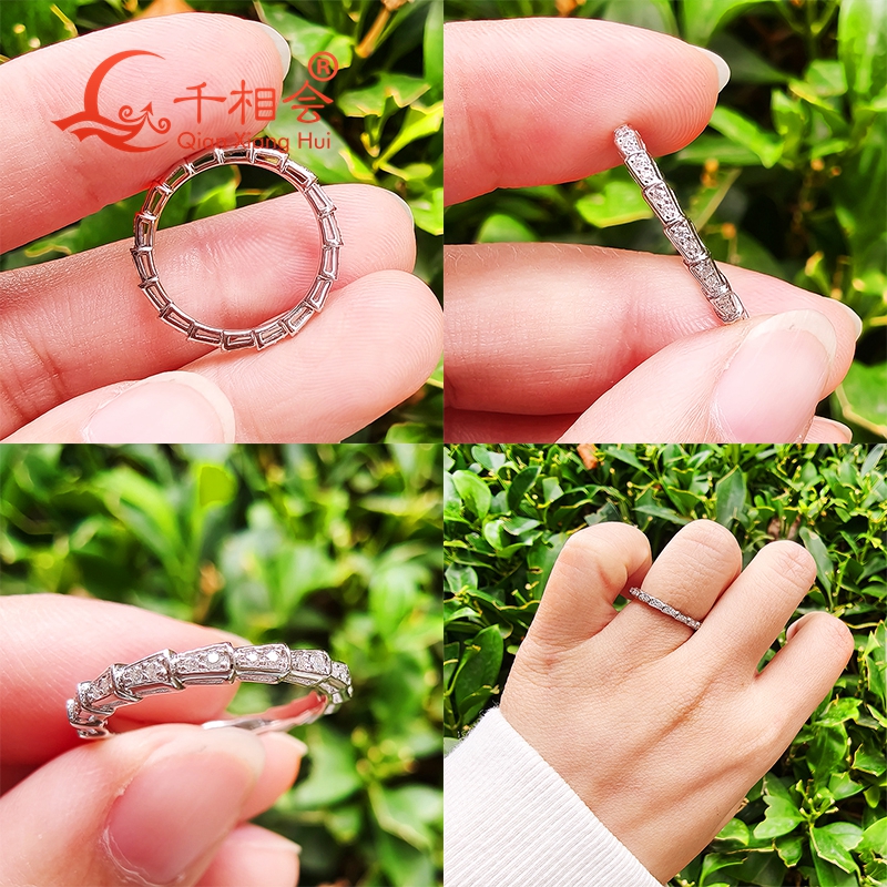Snake shape  2mm width Sterlin - Moissanite Ring ulasan dan harga