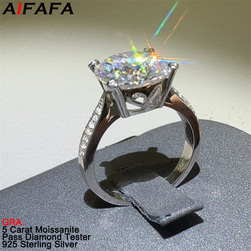 New 5 Carat D Color VVS1 Moiss - Moissanite Ring ulasan dan harga