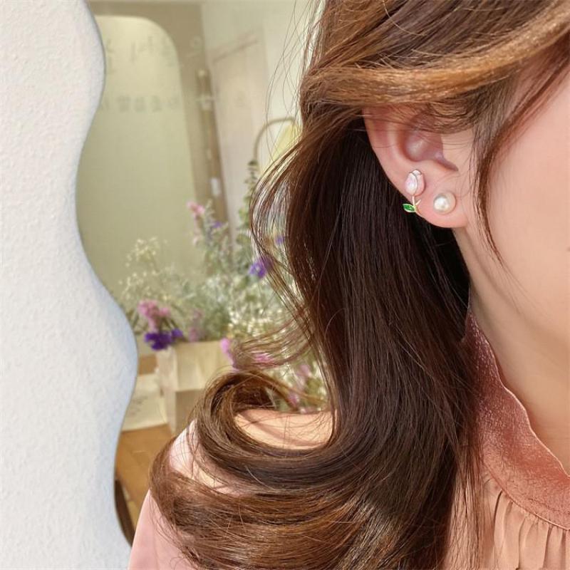 925 Silver Needle Korean Fashi - Pearl Stud Earrings ulasan dan harga