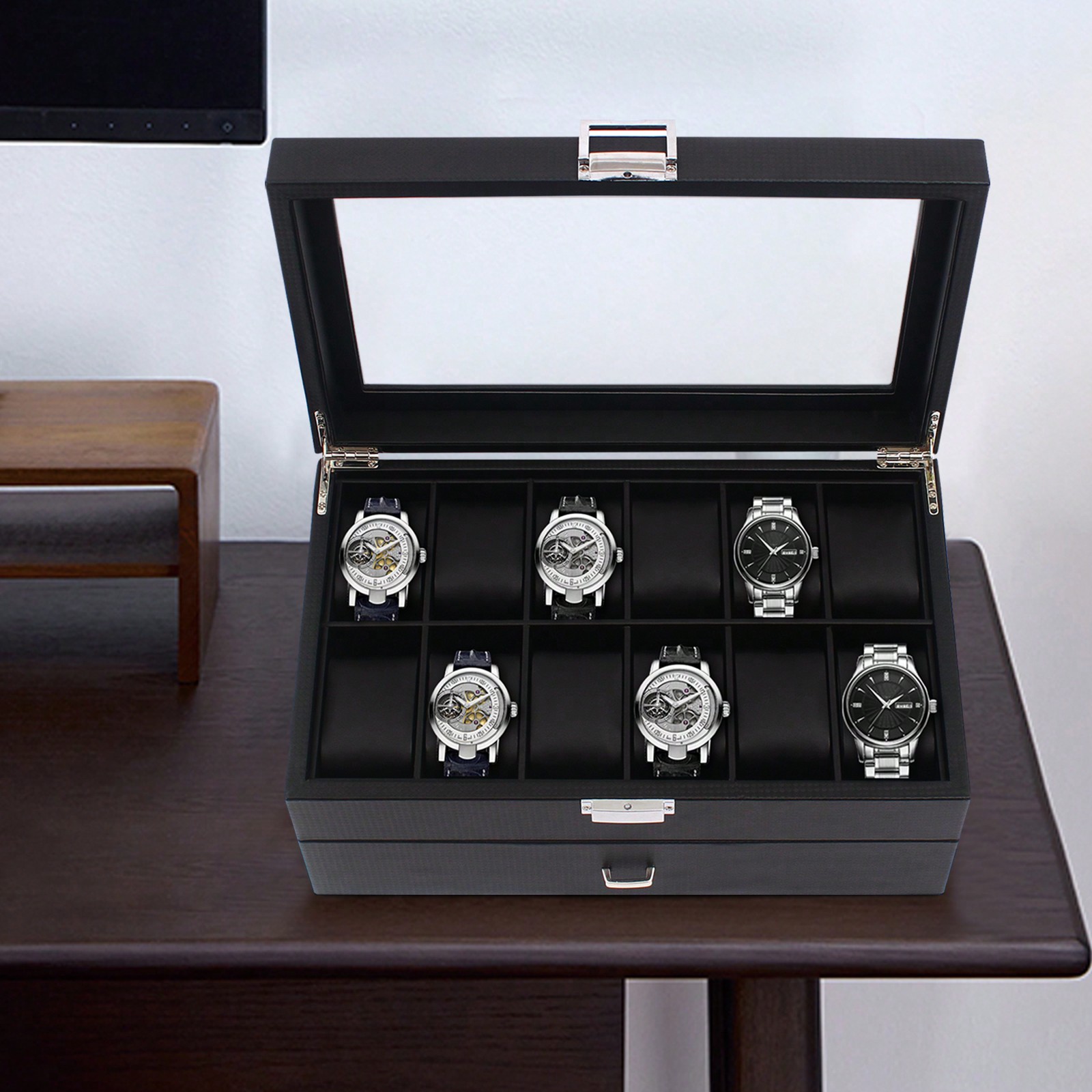 24 Slot Men Watch Display Case - Watches Jewelry Holder ulasan dan harga