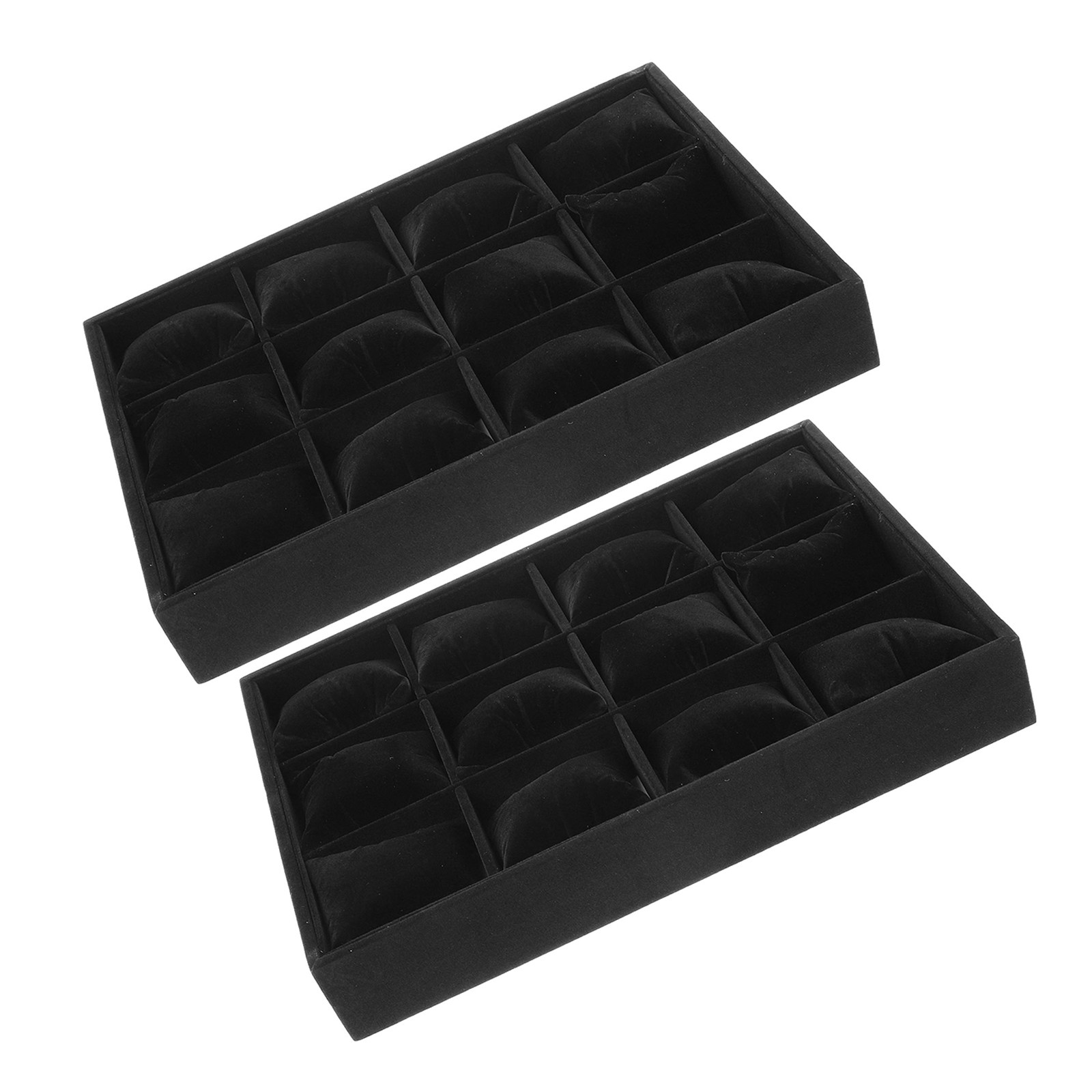 2Pcs 12-Slot Black Grid Jewelr - Watches Jewelry Holder ulasan dan harga