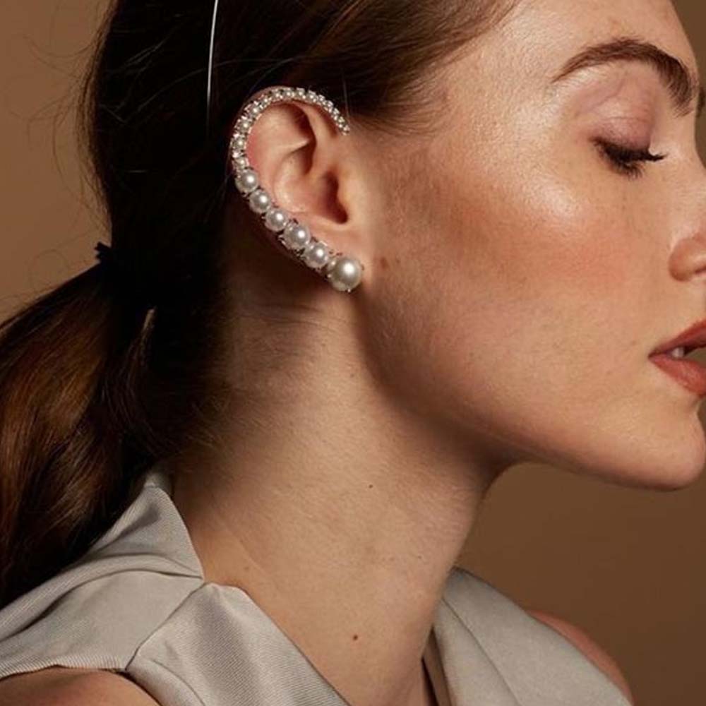 Stonefans Pearl Ear Clips With - Pearl Stud Earrings ulasan dan harga