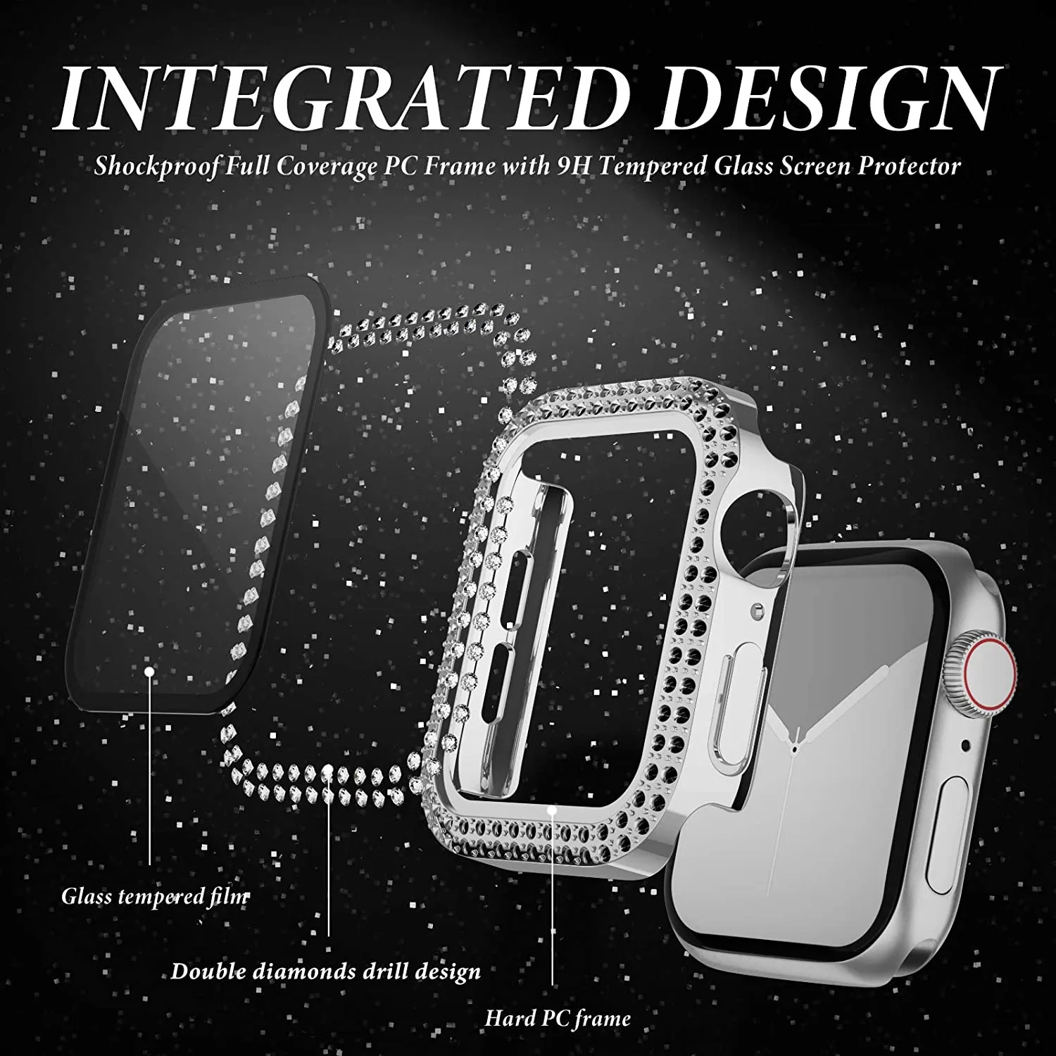 Glass+Diamond Cover For Apple  - Jewelry Smart Watches ulasan dan harga