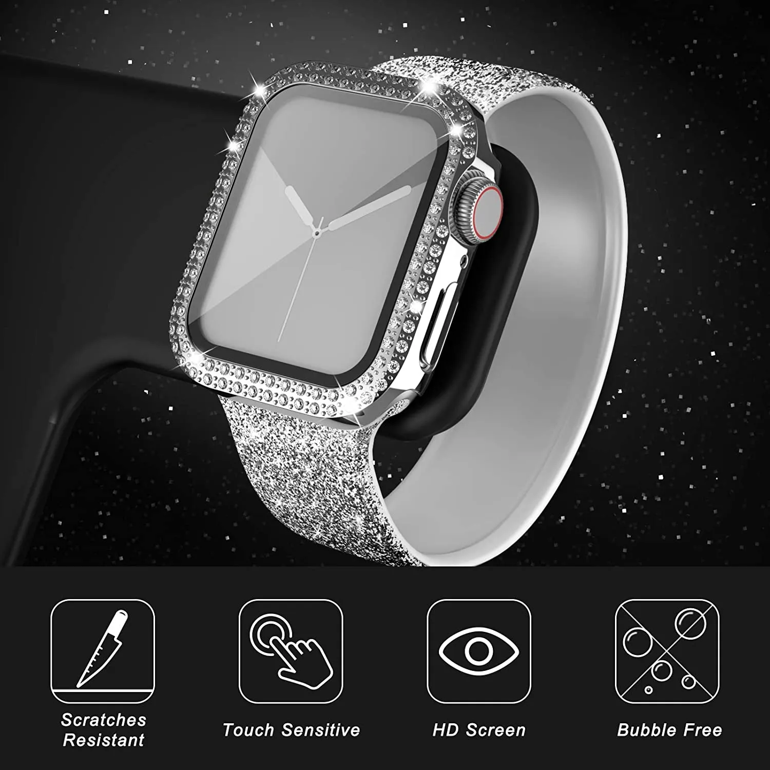 Glass+Diamond Cover For Apple  - Jewelry Smart Watches ulasan dan harga