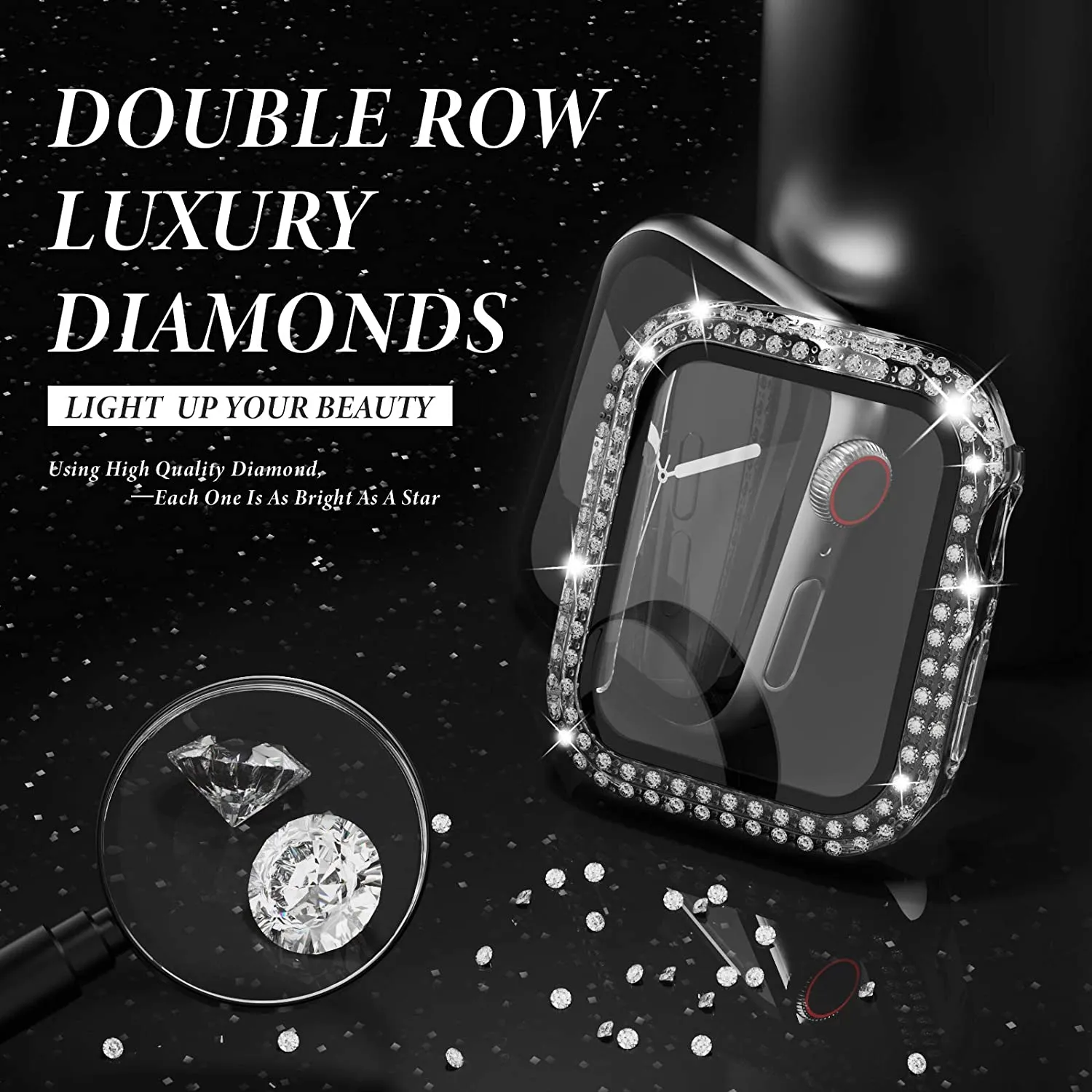 Glass+Diamond Cover For Apple  - Jewelry Smart Watches ulasan dan harga