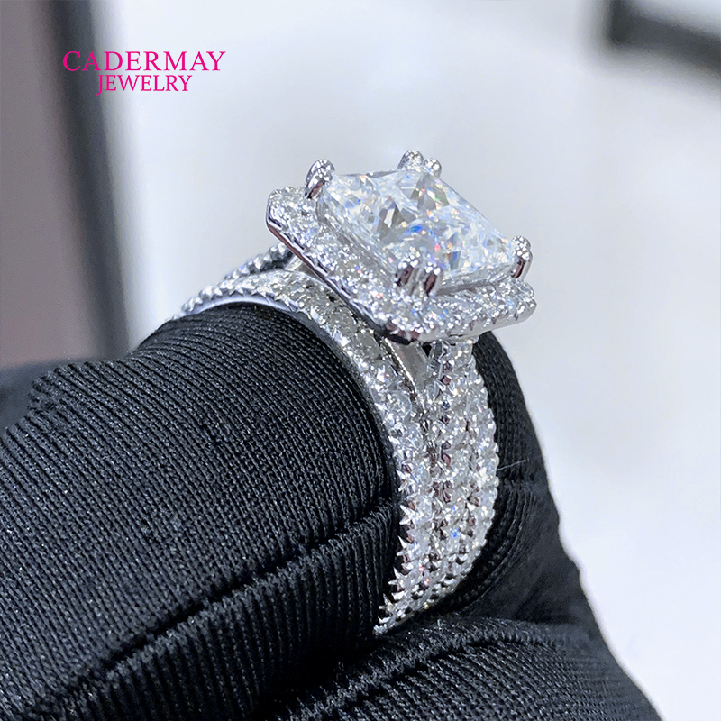 Cadermay 925 silver 3ct square - Moissanite Ring ulasan dan harga