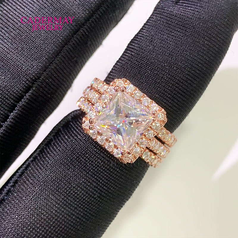 Cadermay 925 silver 3ct square - Moissanite Ring ulasan dan harga