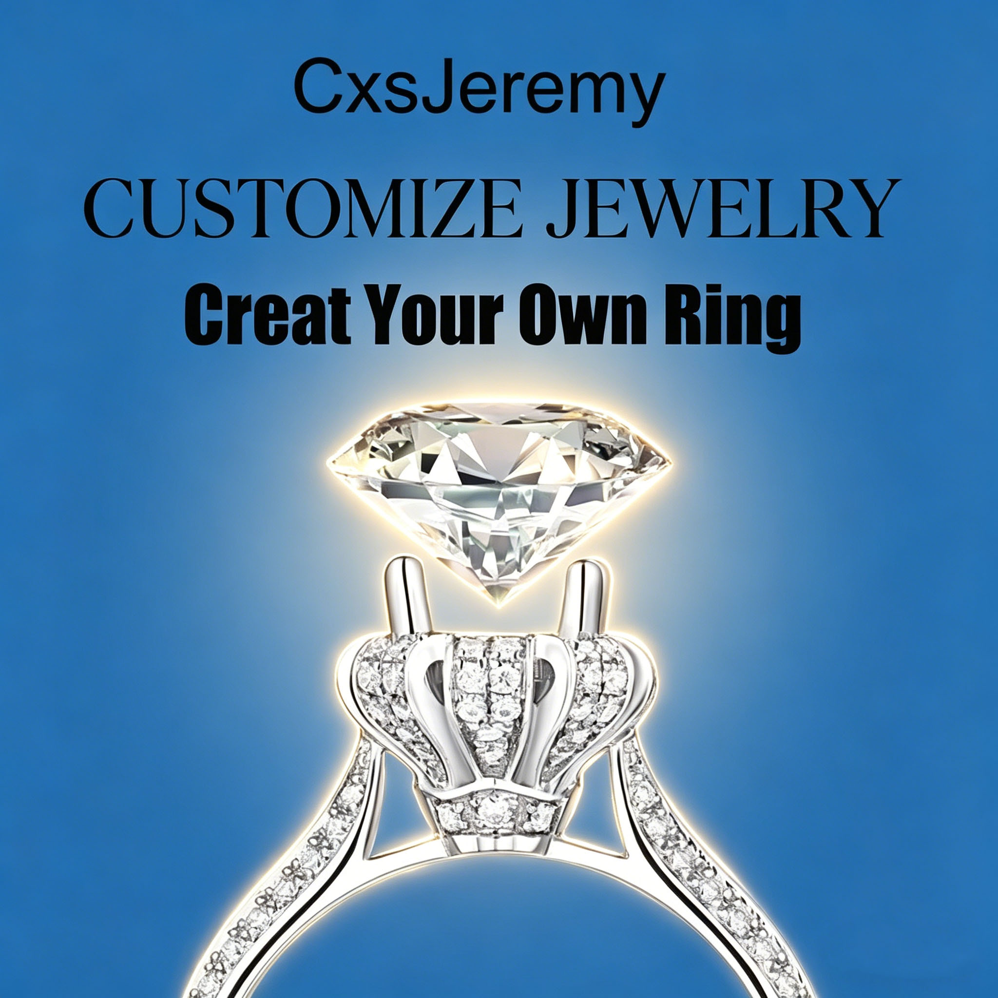 Customized 925 Silver Yellow G - Moissanite Ring ulasan dan harga