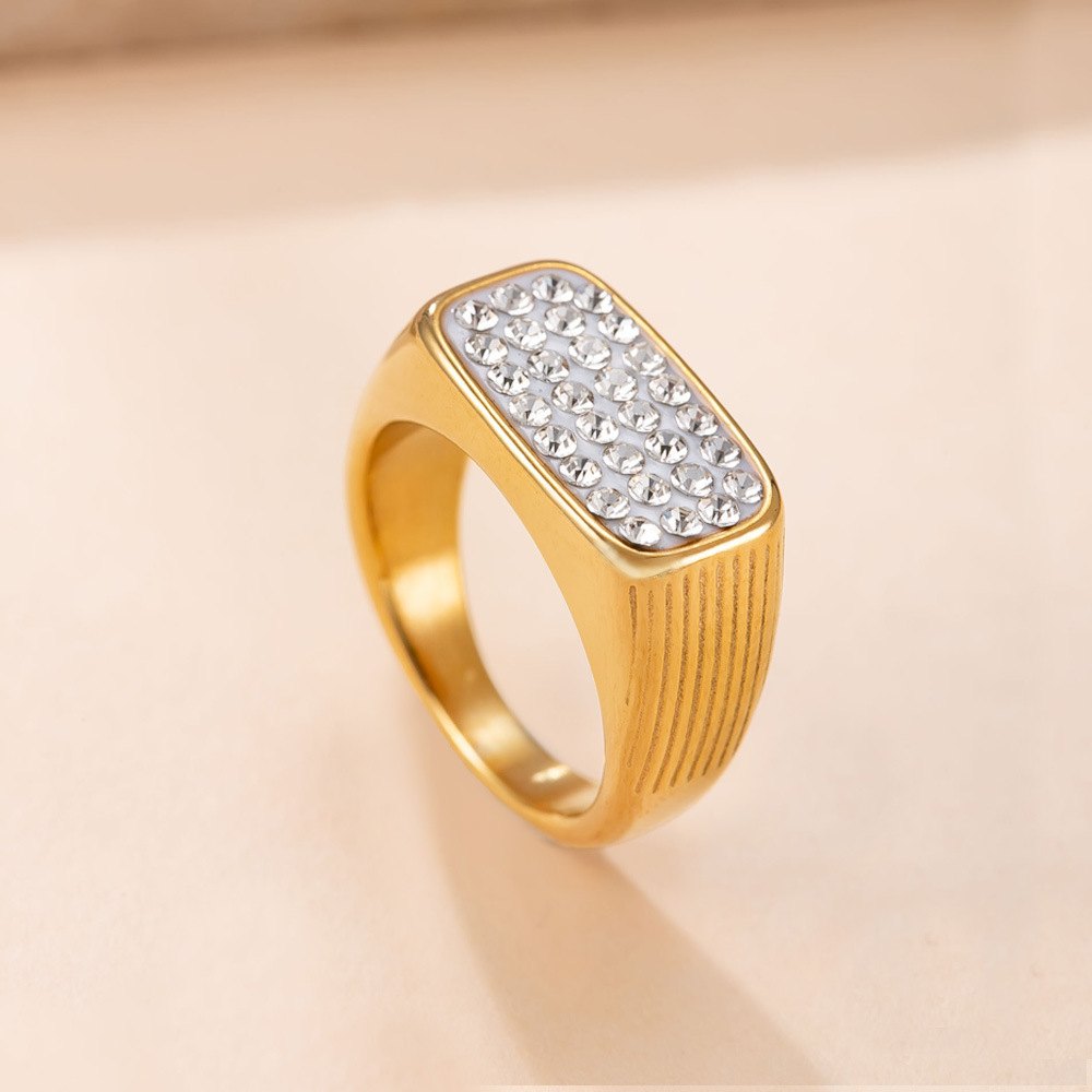 Luxury 316L Stainless Steel Fo - Moissanite Ring ulasan dan harga