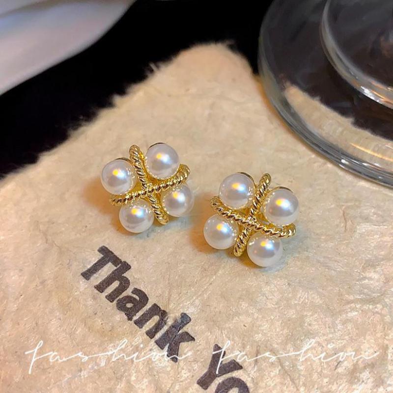 925 Silver Needle Korean Fashi - Pearl Stud Earrings ulasan dan harga