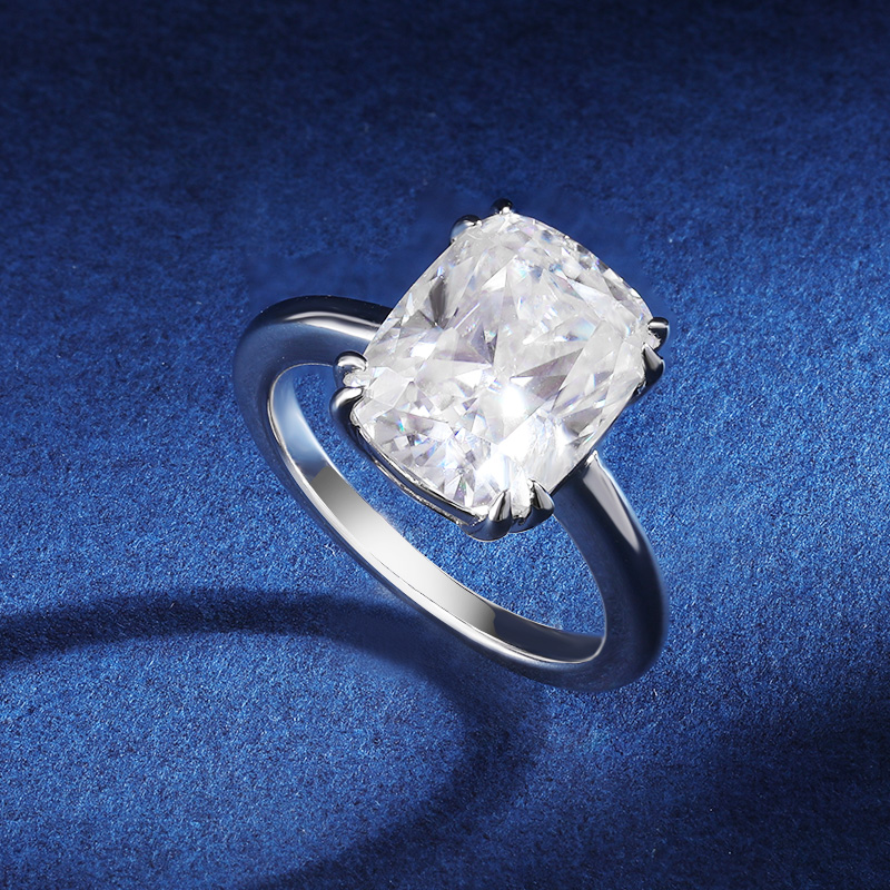 TBCYD 4CT 8*10MM D Color Cushi - Moissanite Ring ulasan dan harga