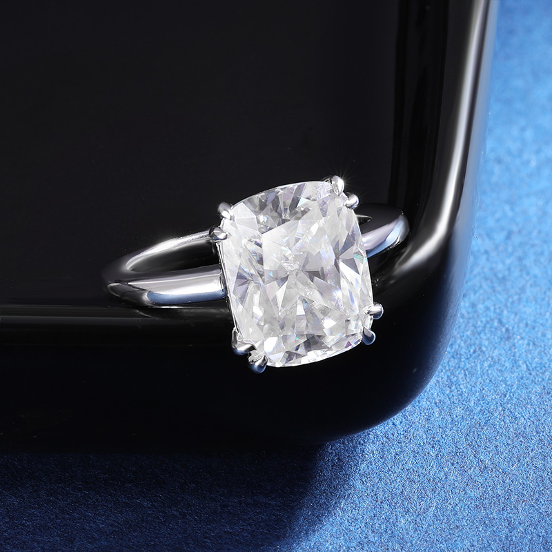 TBCYD 4CT 8*10MM D Color Cushi - Moissanite Ring ulasan dan harga