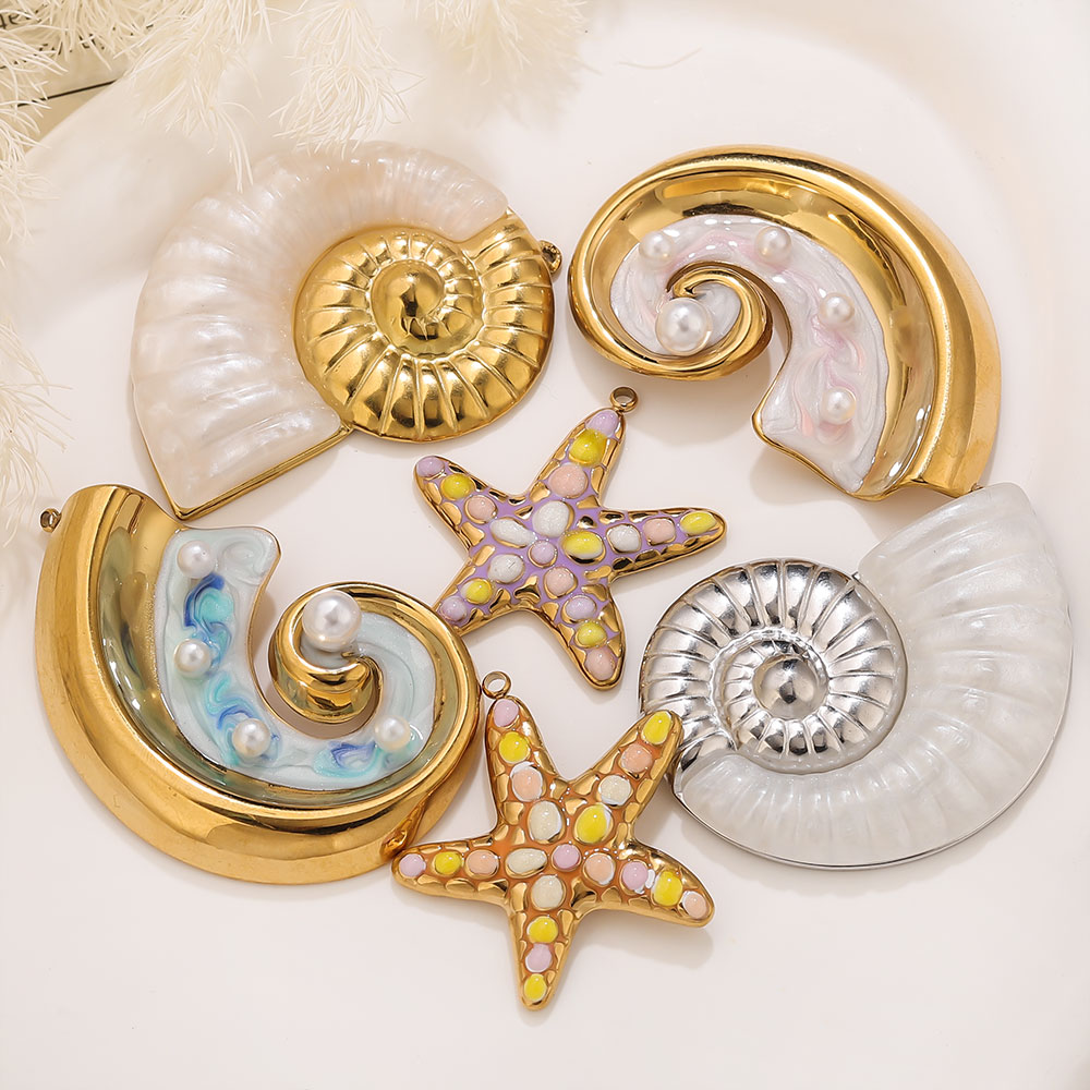 2PCS Pearl Conch Starfish Stai - Pearl Stud Earrings ulasan dan harga