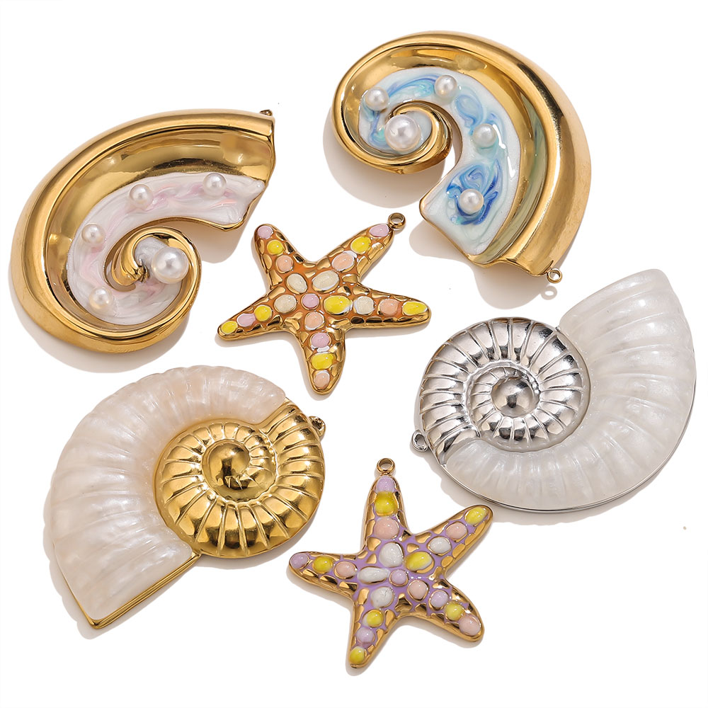 2PCS Pearl Conch Starfish Stai - Pearl Stud Earrings ulasan dan harga