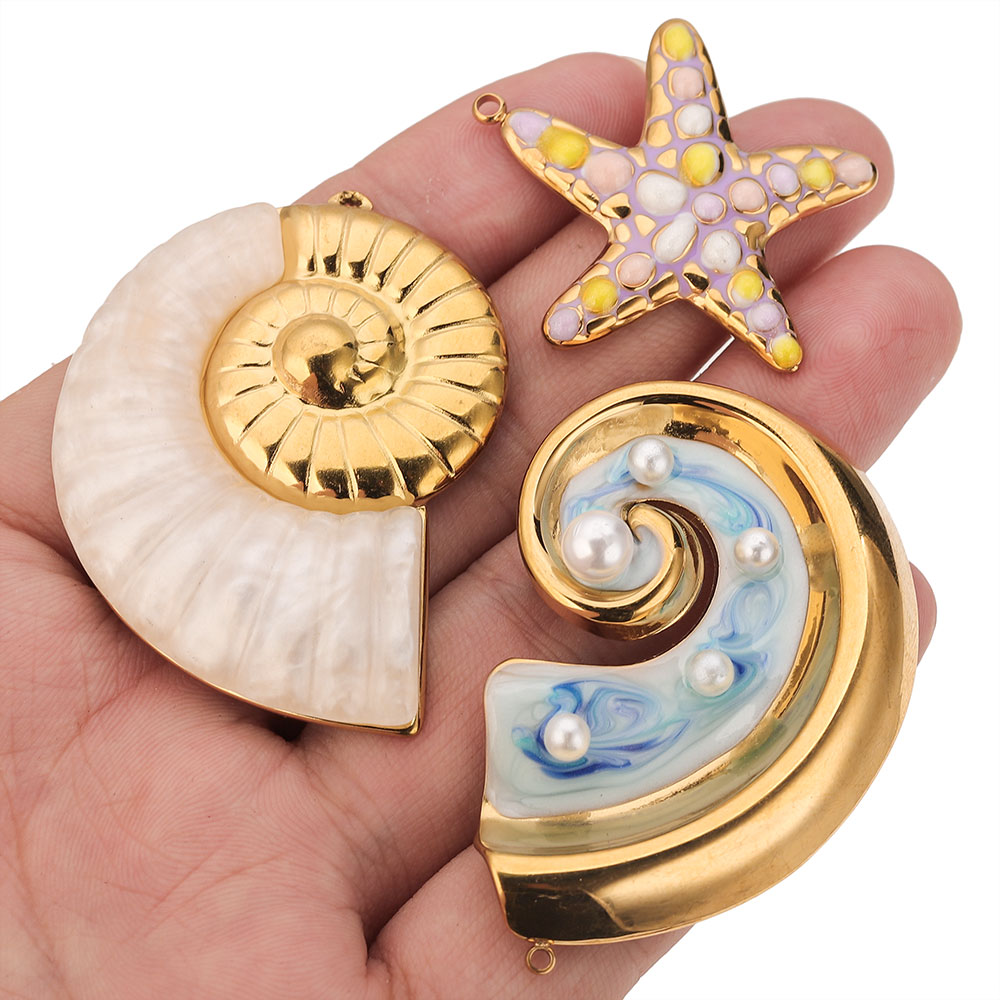 2PCS Pearl Conch Starfish Stai - Pearl Stud Earrings ulasan dan harga