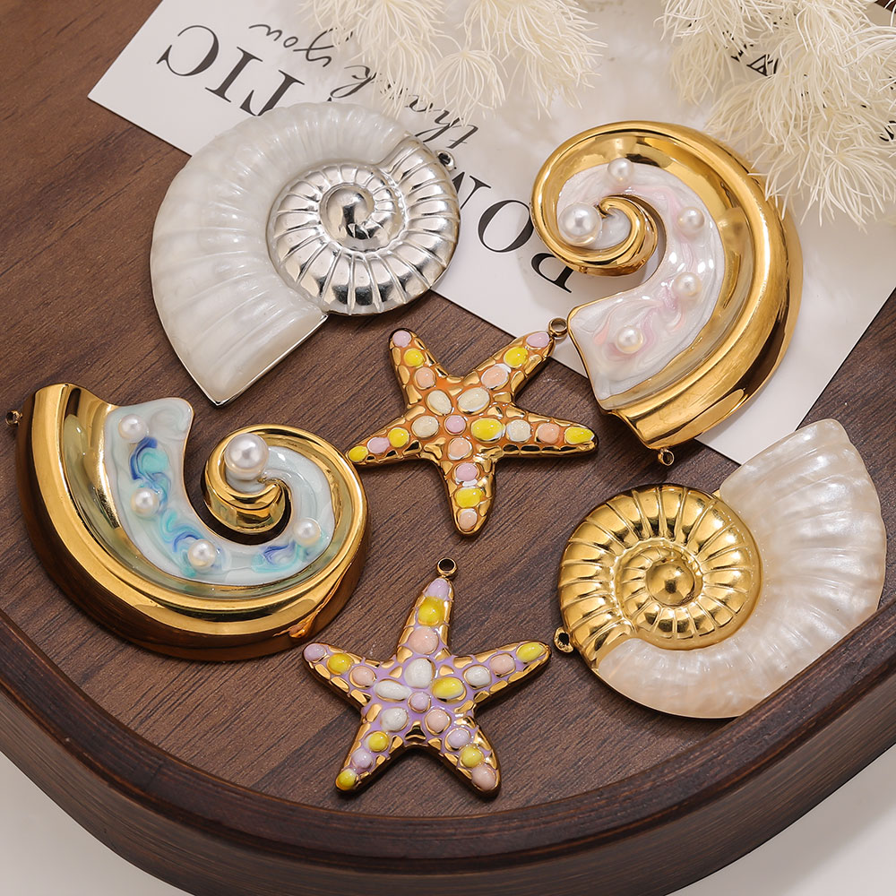 2PCS Pearl Conch Starfish Stai - Pearl Stud Earrings ulasan dan harga