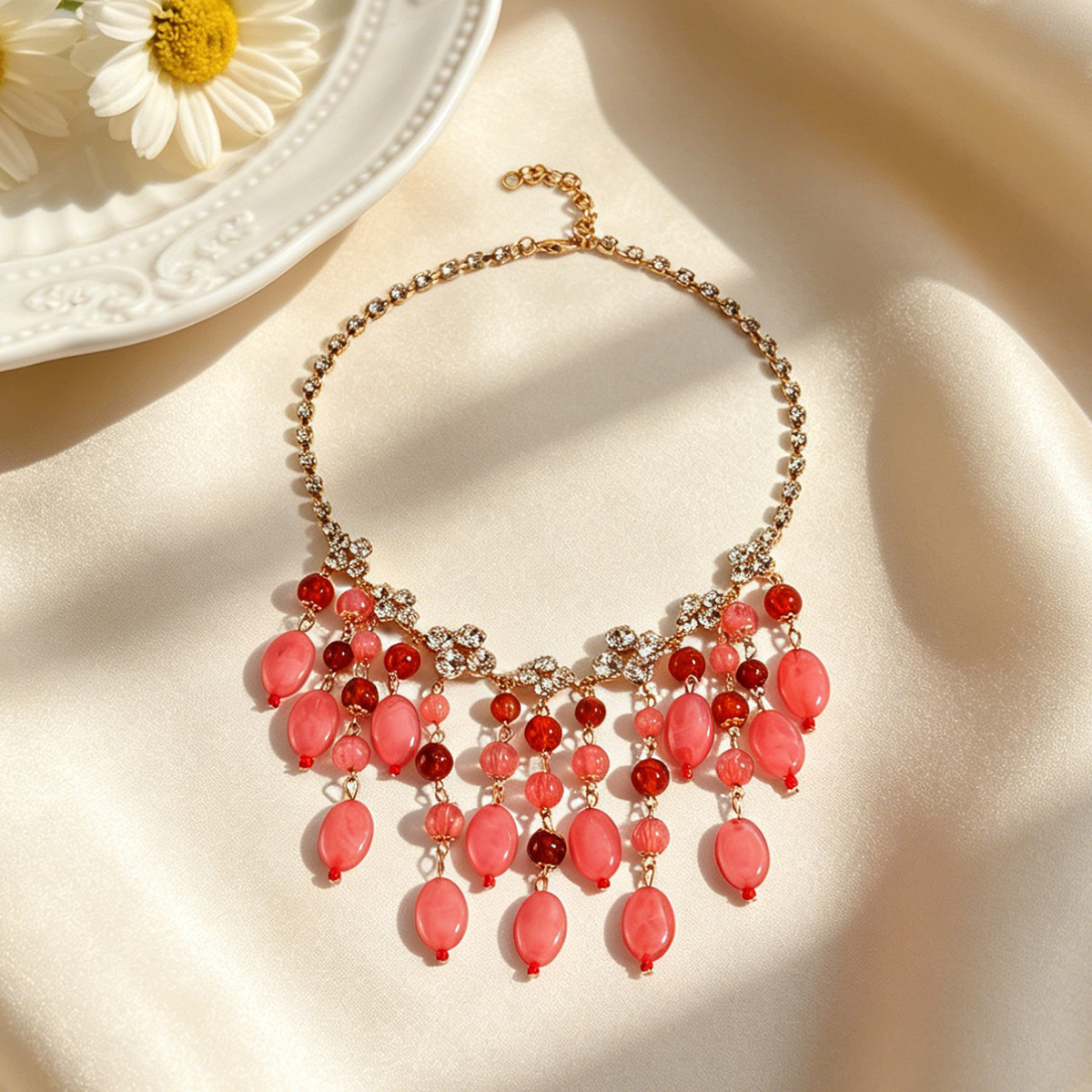 Trendy Pink Red Teardrop Beade - Jewelry & Watches Sp Z Oo Janów Lubelski ulasan dan harga