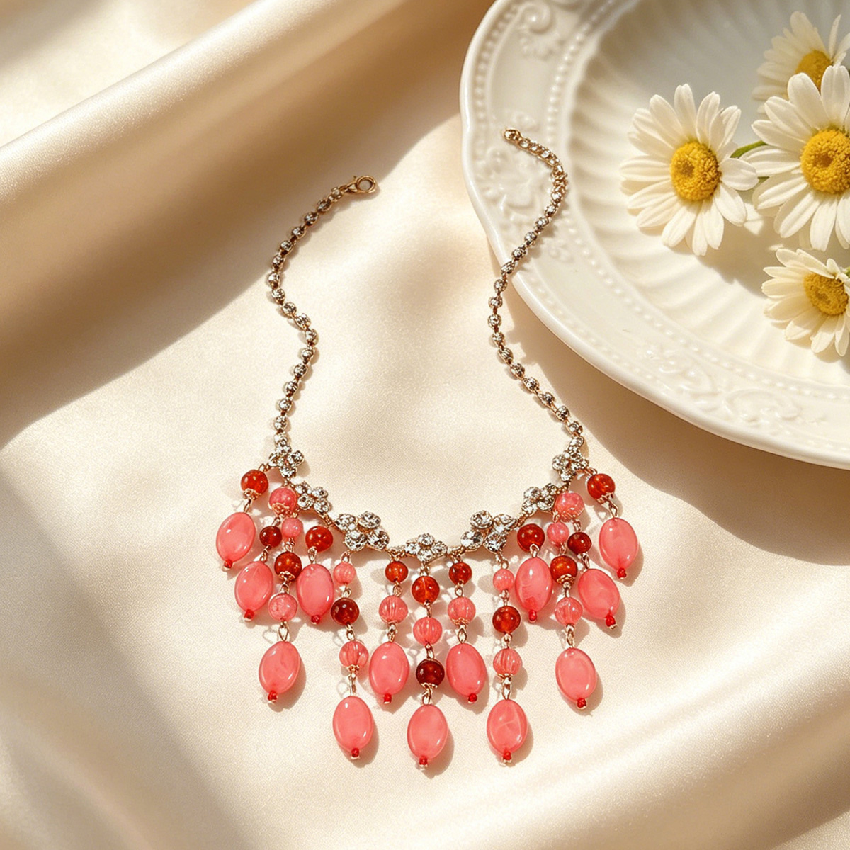 Trendy Pink Red Teardrop Beade - Jewelry & Watches Sp Z Oo Janów Lubelski ulasan dan harga