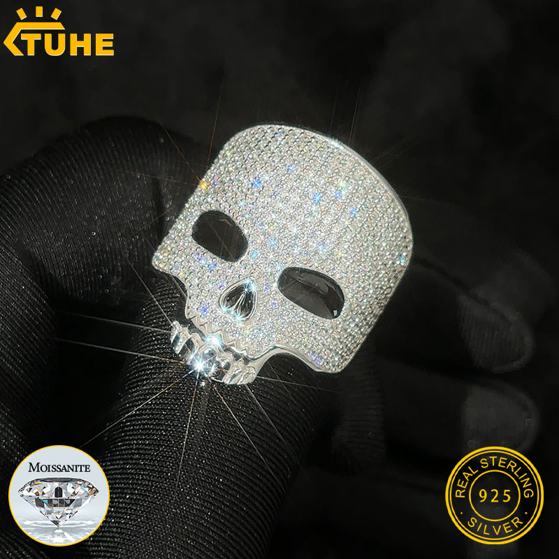 TUHE Unisex 925 Silver Skeleto - Moissanite Ring ulasan dan harga