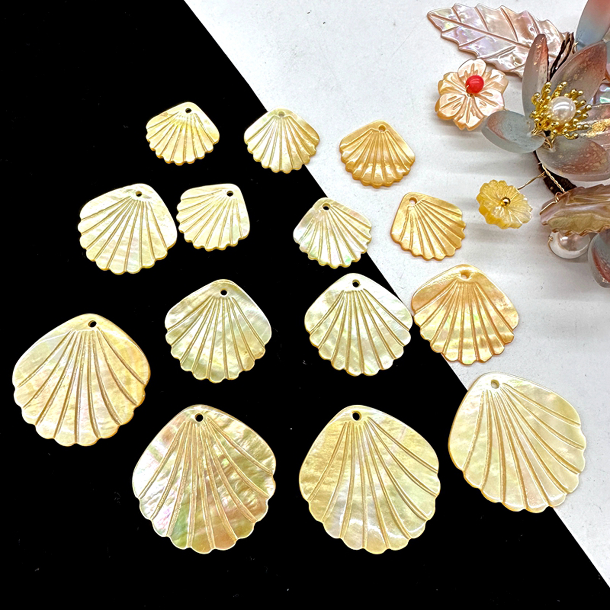 5Pcs Shell Beads With Hole Nat - Pearl Stud Earrings ulasan dan harga