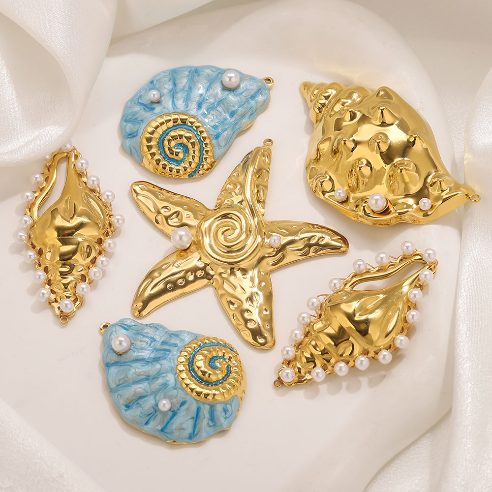 1pcs Large Conch Starfish Shel - Pearl Stud Earrings ulasan dan harga